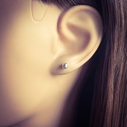 Ohrringe Ohrstecker 925 Sterling Silber mit synthetischer Perle 4mm in grau