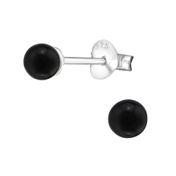 Ohrringe Ohrstecker 925 Sterling Silber mit synthetischer Perle 4mm in schwarz