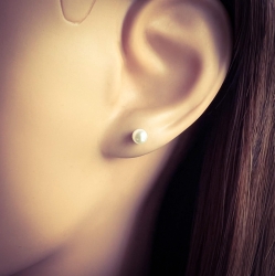 Ohrringe Ohrstecker 925 Sterling Silber mit synthetischer Perle 4mm in weiß