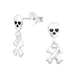 Ohrringe Ohrstecker 925 Sterling Silber Ohrhänger Totenkopf mit gekreuzten Knochen