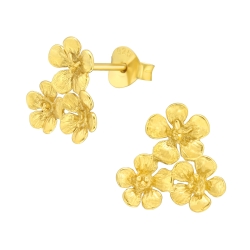 Ohrstecker Ohrringe 925 Sterling Silber vergoldet mit Blüten