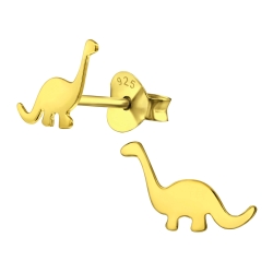 Ohrringe Brontosaurus Ohrstecker Dinosaurier 925er Sterling Silber vergoldet