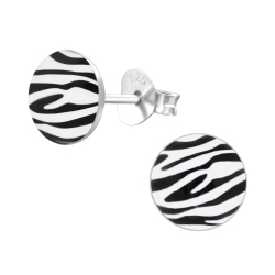 Ohrringe Ohrstecker 925 Sterling Silber mit Zebrastreifen