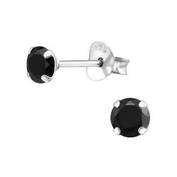 Ohrringe Ohrstecker 925 Sterling Silber mit Zirkonia 4mm in schwarz