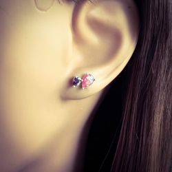 Ohrringe Ohrstecker 925 Sterling Silber mit Zirkonia und synthetischen Opal