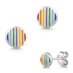 Runde Regenbogen Ohrringe Ohrstecker 925 Sterling Silber