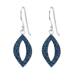 925 Sterling Silber Ohrhaken Ohrringe mit Swarovski-Kristallen in blau
