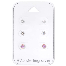 Ohrstecker Set 925 Sterling Silber Blumen