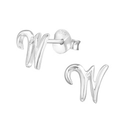 Buchstaben Ohrstecker 925 Sterling Silber mit W