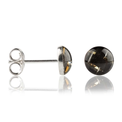 925 Sterling Silber Ohrstecker Carbonfaser in schwarz-gelb