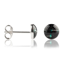 925 Sterling Silber Ohrstecker Carbonfaser in schwarz-grün