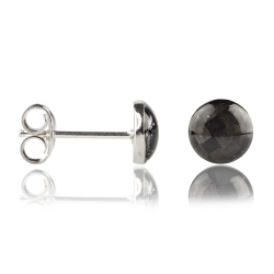 925 Sterling Silber Ohrstecker Carbonfaser klein in schwarz