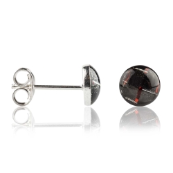 925 Sterling Silber Ohrstecker Carbonfaser in schwarz-rot