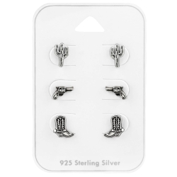 Ohrstecker Set 925 Sterling Silber Cowboy