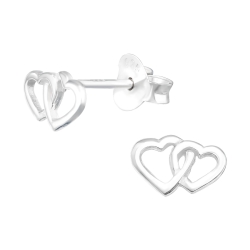 Ohrringe Ohrstecker 925 Sterling Silber mit Doppelherz