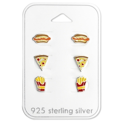 Ohrstecker Set 925 Sterling Silber Fast Food