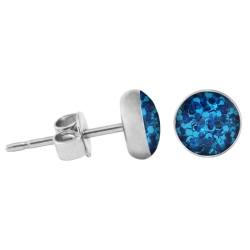 925 Sterling Silber Ohrstecker Glitterline in blau 4 mm