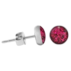 925 Sterling Silber Ohrstecker Glitterline in fuchsia 6 mm