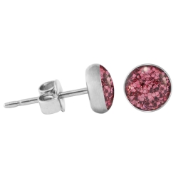 925 Sterling Silber Ohrstecker Glitterline in pink 4 mm