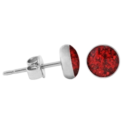 925 Sterling Silber Ohrstecker Glitterline in rot 5 mm