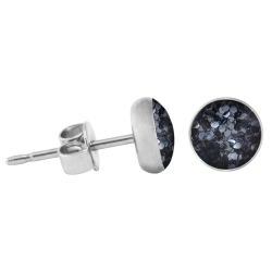 925 Sterling Silber Ohrstecker Glitterline in schwarz 4 mm