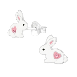 Ohrstecker 925 Sterling Silber Hase mit Kristall
