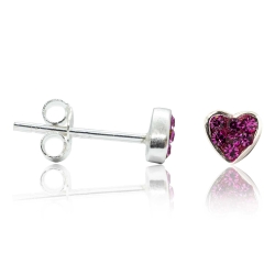 Ohrstecker 925 Sterling Silber Herz mit Zirkonia in pink