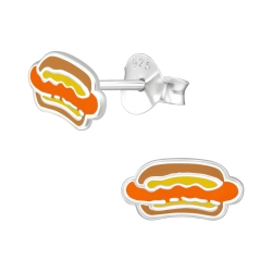 Ohrstecker 925 Sterling Silber mit Hot Dog