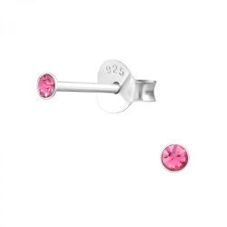 Ohrstecker 925 Sterling Silber mit Kristall 2mm in pink
