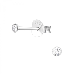 Ohrstecker 925 Sterling Silber mit Kristall 2mm in transparent