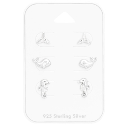 Ohrstecker Set 925 Sterling Silber mit Meerestieren