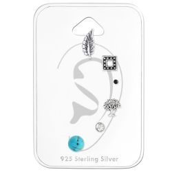 925 Sterling Silber Ohrstecker Set Bali