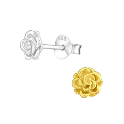 Ohrringe Ohrstecker 925 Sterling Silber vergoldet mit Rose