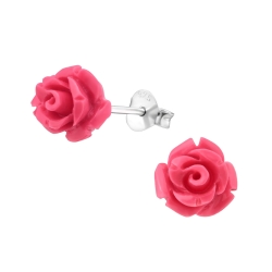 Ohrstecker 925 Sterling Silber Rosen in verschiedenen Farben