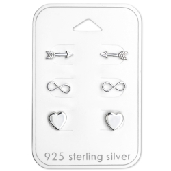 Ohrstecker Set 925 Sterling Silber Unendliche Liebe