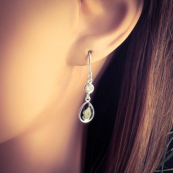 Ohrringe 925 Sterling Silber Ohrhaken Ohrhänger mit Zirkoniatropfen