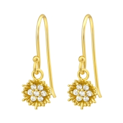 925 Sterling Silber Ohrhaken Ohrhänger vergoldet Blume mit Zirkonia