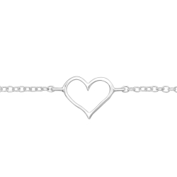 MARTIN1985 Hochwertiges 925 Sterling Silber Armband Kette mit Herzanhänger Damen mit Geschenkverpackung