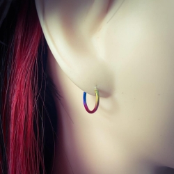 Creolen Ohrringe 925 Sterling Silber Regenbogen 12mm