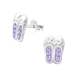 Ohrstecker 925 Sterling Silber Ballettschuhe in lila