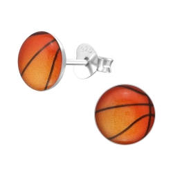 Ohrstecker 925 Sterling Silber mit Basketball