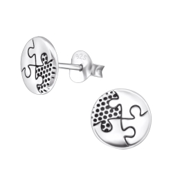 Ohrstecker 925 Sterling Silber mit rundem Puzzle