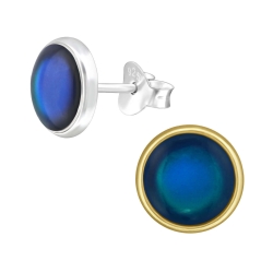Stimmungsohrringe Ohrstecker 925 Sterling Silber vergoldet 8mm