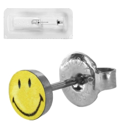 Erstohrstecker Chirurgenstahl mit Smilie Studex System 75