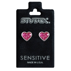 Ohrringe Chirurgenstahl Ohrstecker Glitterline mit Herz in pink Studex Sensitive