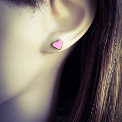 Ohrringe Chirurgenstahl Ohrstecker vergoldet mit Emaille Herz in pink Studex Sensitive