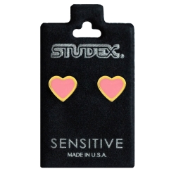 Ohrringe Chirurgenstahl Ohrstecker vergoldet mit Emaille Herz in pink Studex Sensitive
