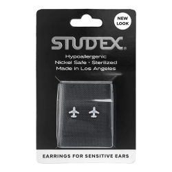 Studex Sensitive Chirurgenstahl Ohrringe Ohrstecker Flugzeug mit Kristallen