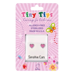 Studex Sensitive Tiny Tips Chirurgenstahl Ohrstecker Glitterline mit Herz in pink