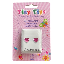 Studex Sensitive Tiny Tips Chirurgenstahl Ohrstecker Glitterline mit Herz in pink